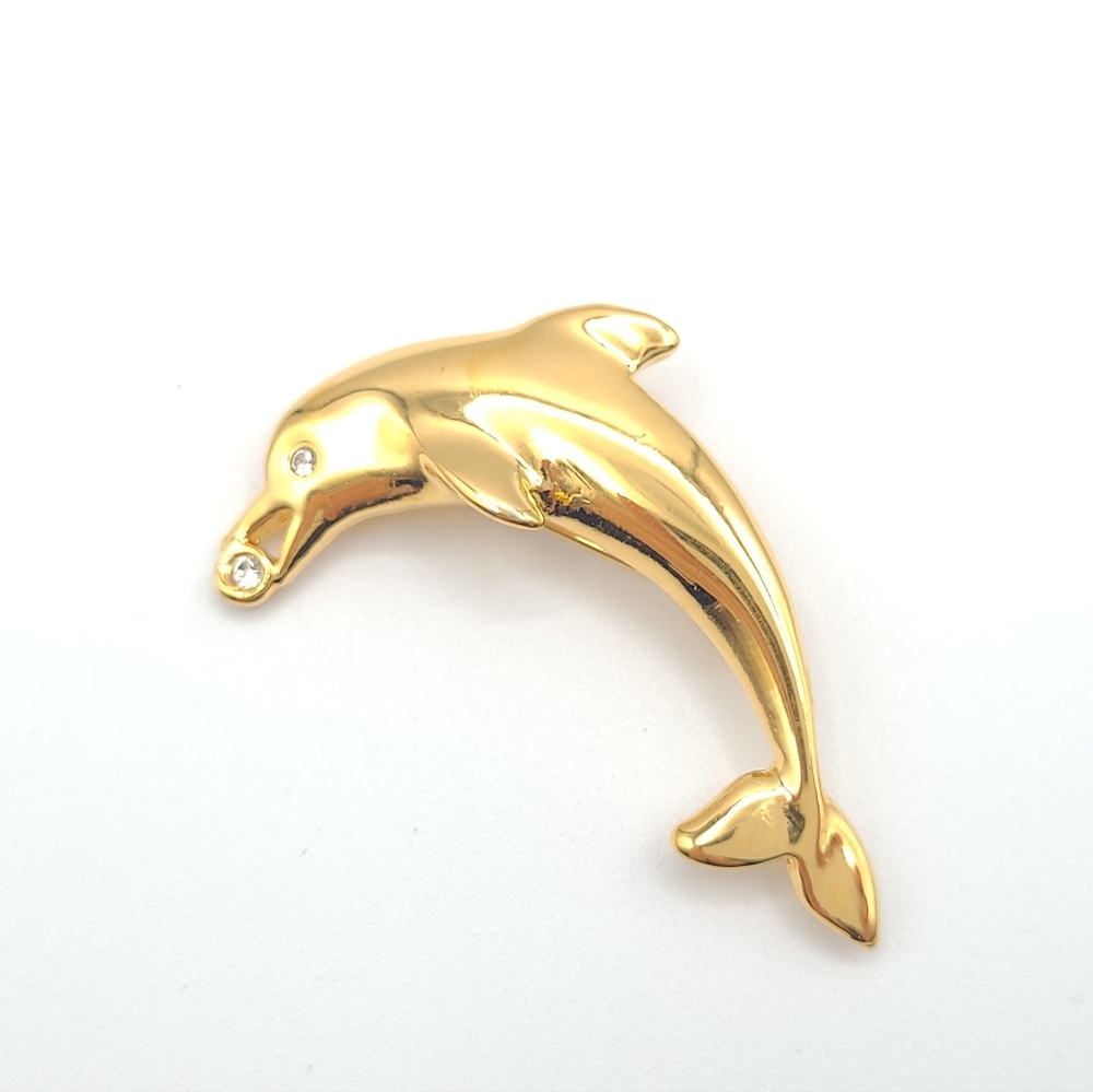 Vintage Gold Tone Dolphin Brooch Pin